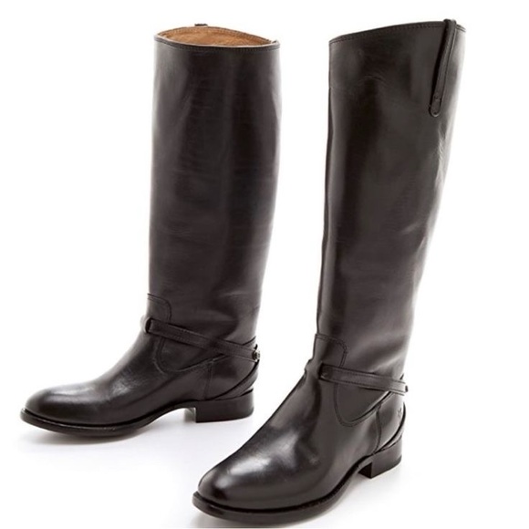 The Frye Company 76976 Black Leather Riding Harness Tall Boots Lindsay Plate 7 - Picture 4 of 16